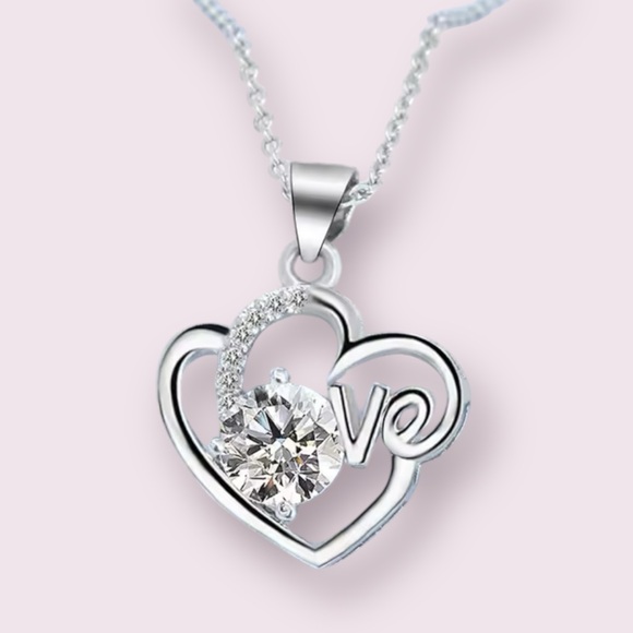 Single Diamond Necklace Sterling Silver Cubic Zirconia Water Drop - Foto 8